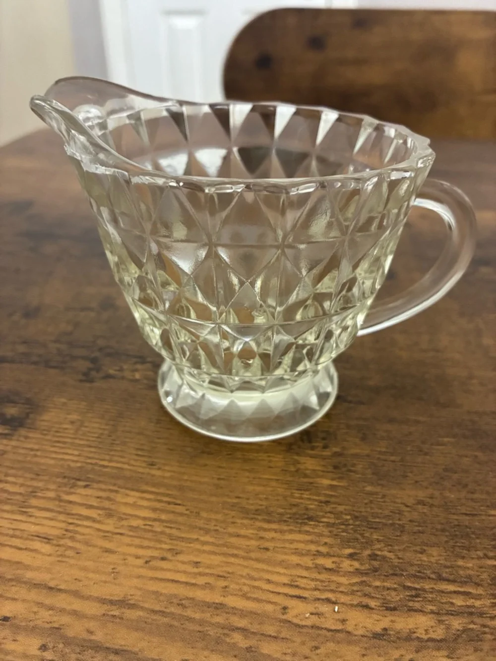 Vintage Windsor Depression Glass Footed Creamer